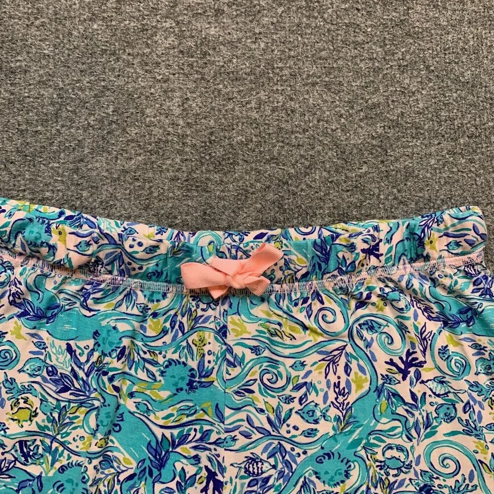 Lilly Pulitzer Shorts‎ Womens S Small Multi Ruffle Trim Bringing Mermaid PJ Knit